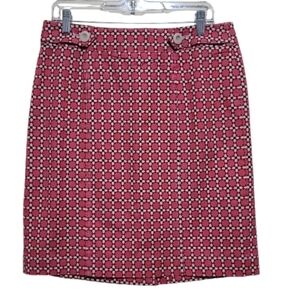 Talbots Women's Pink White Brown Pencil Skirt Size 10
